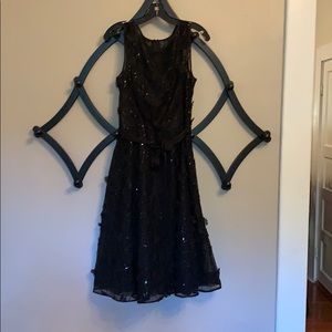 Black Teri Jon cocktail dress.